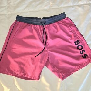 Boss Navy and Burgundy Beach Shorts